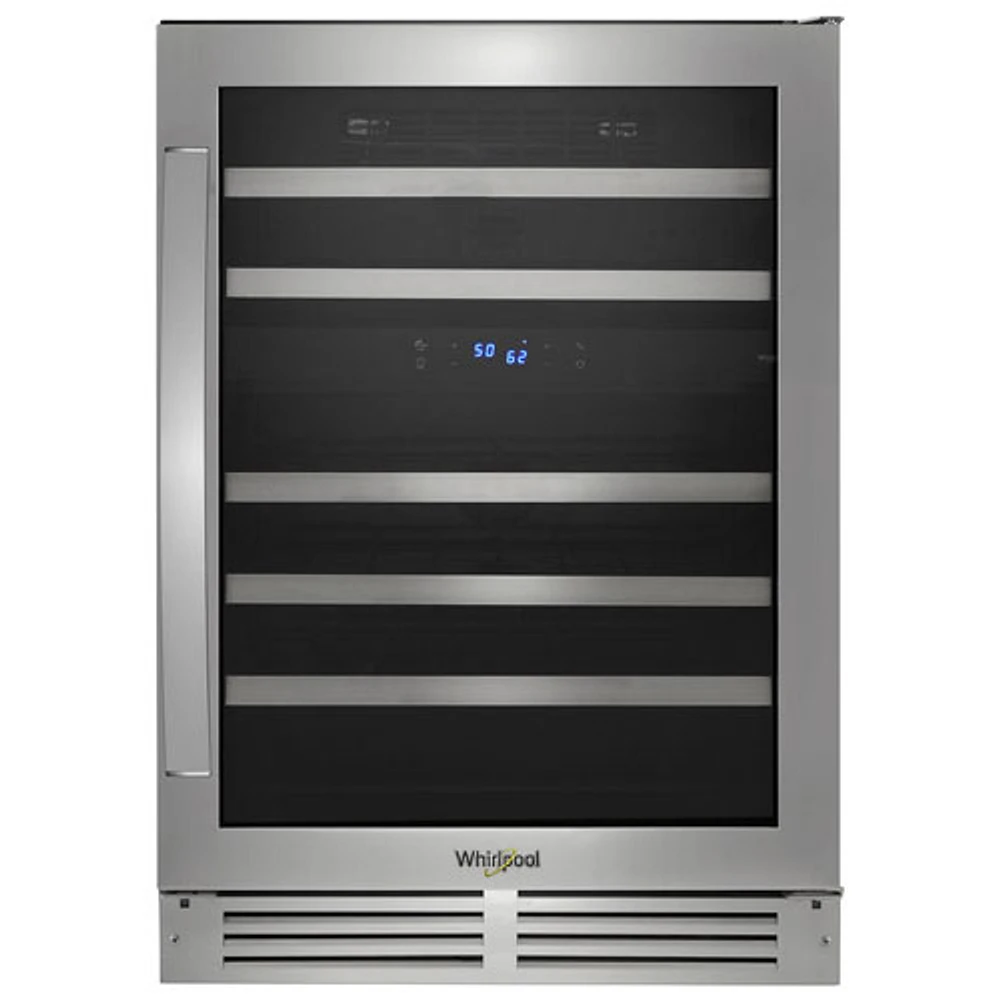 Refroidisseur à vin encastrable pour 46 bouteilles de Whirlpool (WUW55X24HS) - Inox noir