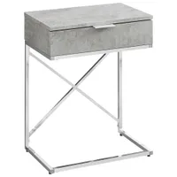 Monarch Contemporary Rectangular Accent End Table With Storage - Cement Grey/Chrome