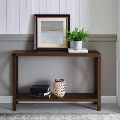 Winmoor Home Rustic Farmhouse Entryway Table - Dark Walnut