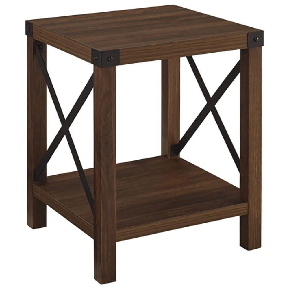 Winmoor Home Transitional Rustic Wood Side Table - Dark Walnut