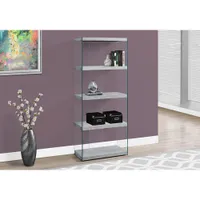 Monarch 59" 4-Shelf Particle Board Standard Bookcase - Grey