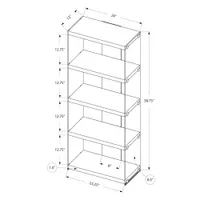 Monarch 59" 4-Shelf Particle Board Standard Bookcase - Grey