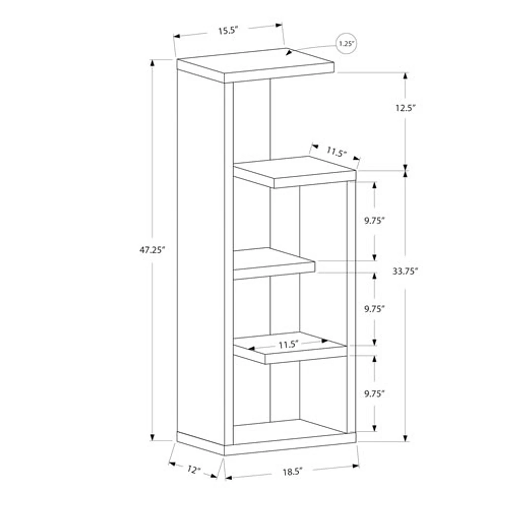 Monarch 47" 4-Shelf Standard Bookcase - Dark Taupe