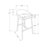 Fabric Contemporary Bar Height Barstool - Set of 2 - Grey/Chrome