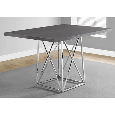 Contemporary Minimalist 4-Seat Rectangular Dining Table - Grey/Chrome