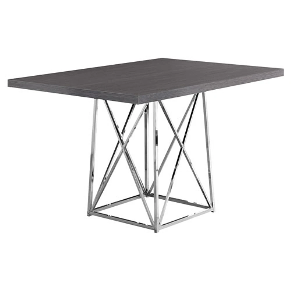 Contemporary Minimalist 4-Seat Rectangular Dining Table - Grey/Chrome