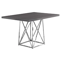 Contemporary Minimalist 4-Seat Rectangular Dining Table - Grey/Chrome