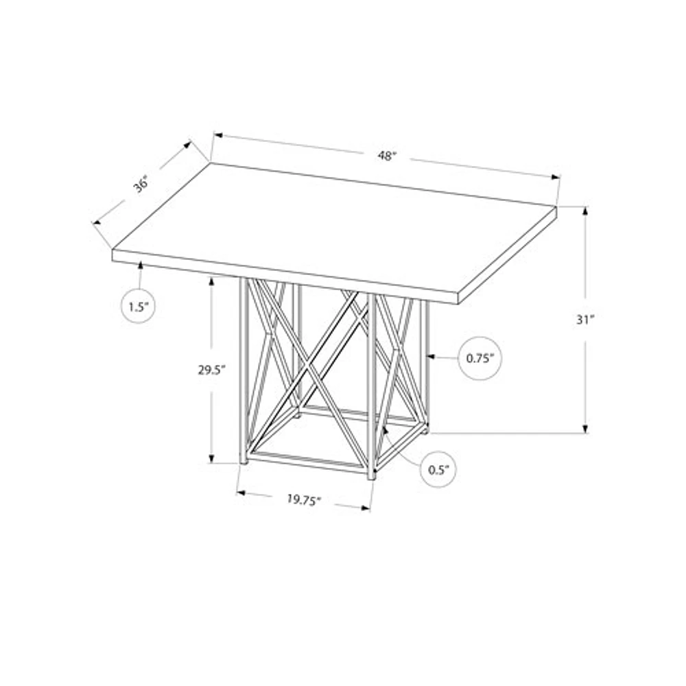 Contemporary Minimalist 4-Seat Rectangular Dining Table - Grey/Chrome