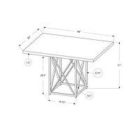 Contemporary Minimalist 4-Seat Rectangular Dining Table - Grey/Chrome