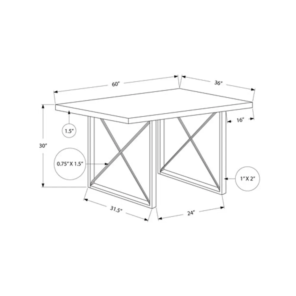 Modern Industrial 4-Seat Rectangular Dining Table - Taupe/Black