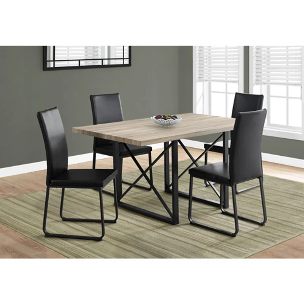 Modern Industrial 4-Seat Rectangular Dining Table - Taupe/Black