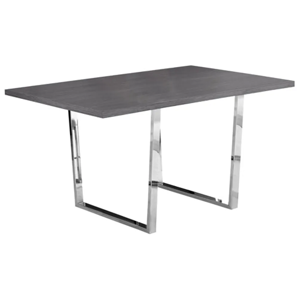 Contemporary U-Leg 4-Seat Rectangular Dining Table - Dark Grey/Chrome