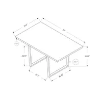 Contemporary U-Leg 4-Seat Rectangular Dining Table - Dark Grey/Chrome