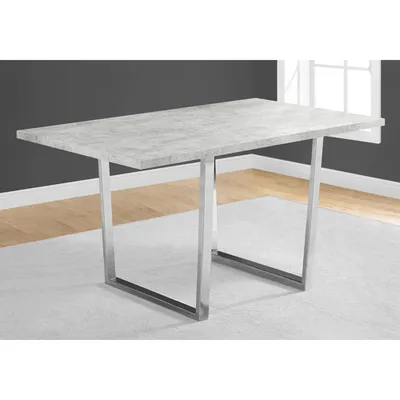 Contemporary U-Leg 4-Seat Rectangular Dining Table - Cement/Chrome