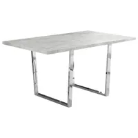 Contemporary U-Leg 4-Seat Rectangular Dining Table - Cement/Chrome