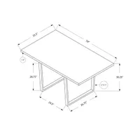 Contemporary U-Leg 4-Seat Rectangular Dining Table - Cement/Chrome