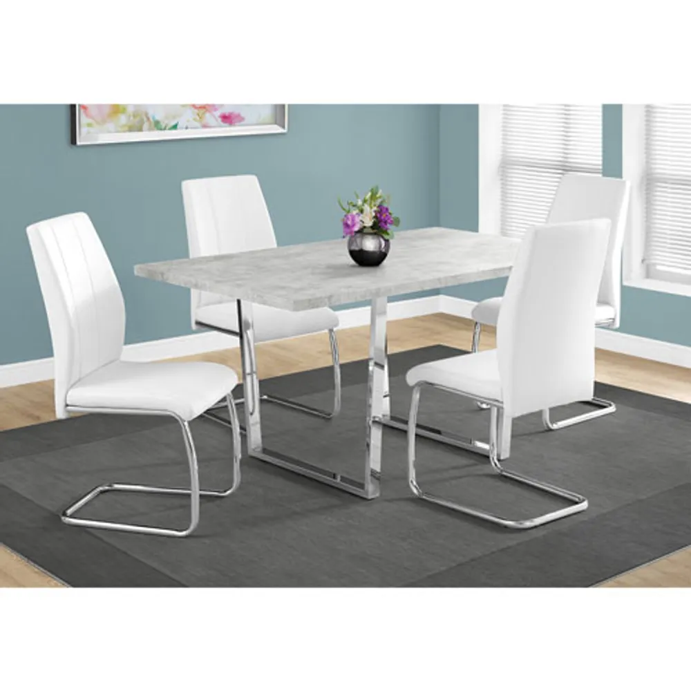 Contemporary U-Leg 4-Seat Rectangular Dining Table - Cement/Chrome