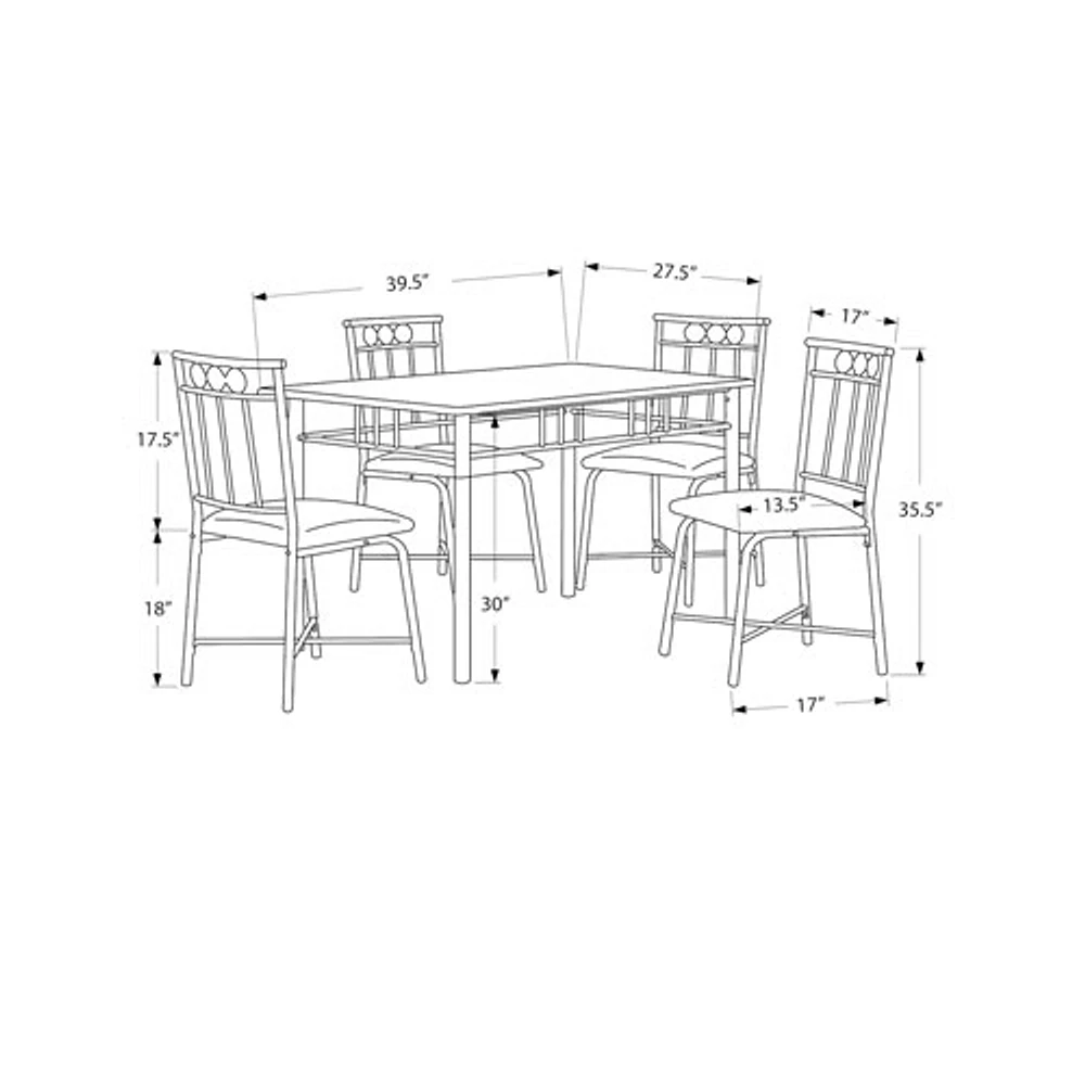 Contemporary 5-Piece Casual Dining Set - Black