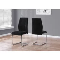 Monarch Contemporary Dining Chair - Set of 2 - Black Velvet