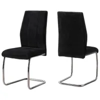 Monarch Contemporary Dining Chair - Set of 2 - Black Velvet