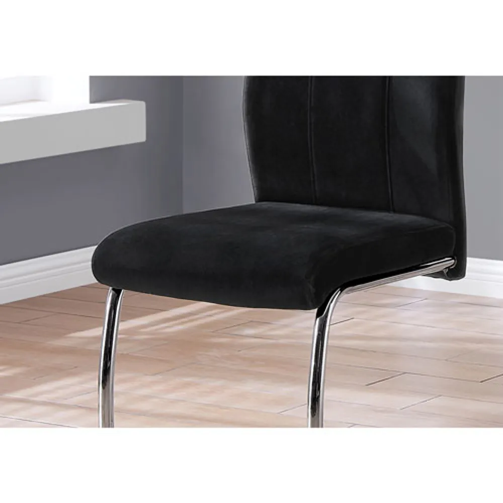 Monarch Contemporary Dining Chair - Set of 2 - Black Velvet