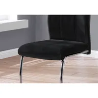 Monarch Contemporary Dining Chair - Set of 2 - Black Velvet