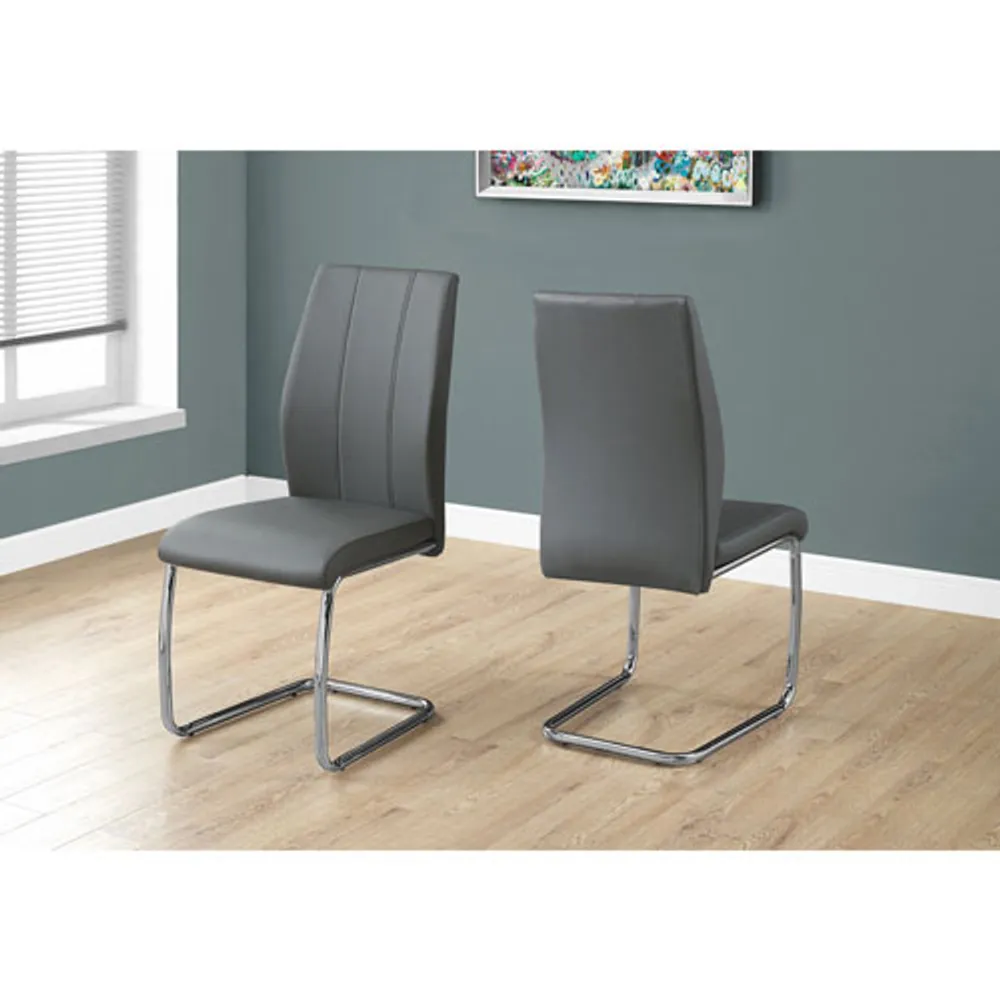 Monarch Contemporary Chrome Dining Chair - Set of 2 - Grey