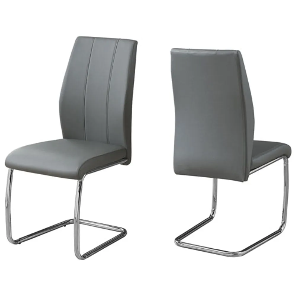 Monarch Contemporary Chrome Dining Chair - Set of 2 - Grey