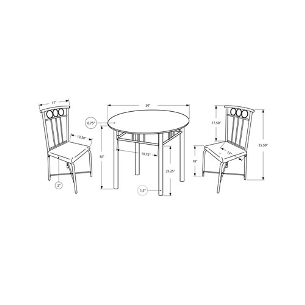 Contemporary 3-Piece Bistro Set - Black