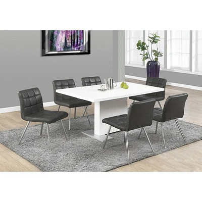 Élégante table de salle à manger rectangulaire contemporaine à 6 places - Blanc