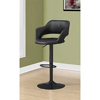 Leather-Look Contemporary Adjustable Height Barstool - Black