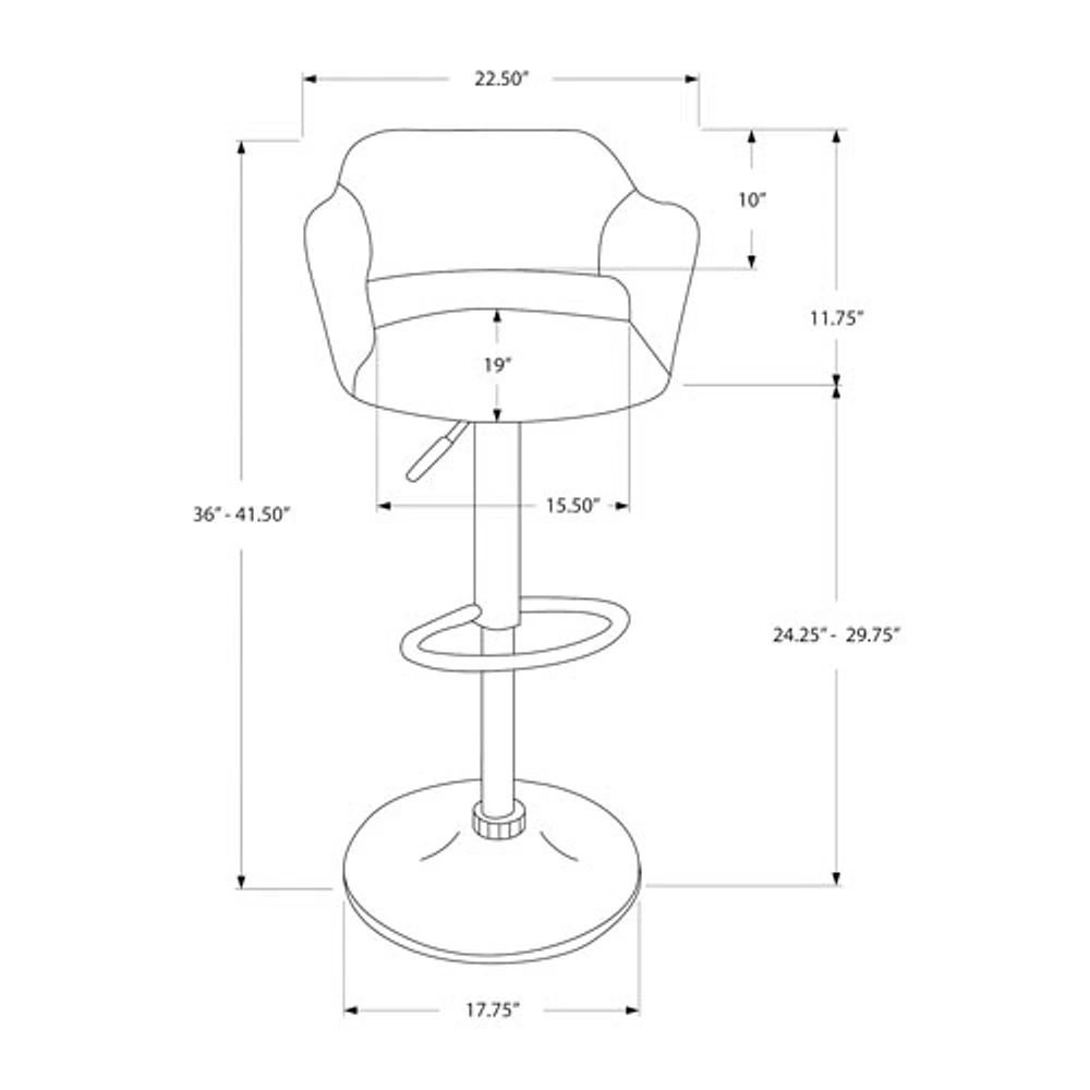 Leather-Look Contemporary Adjustable Height Barstool - Black