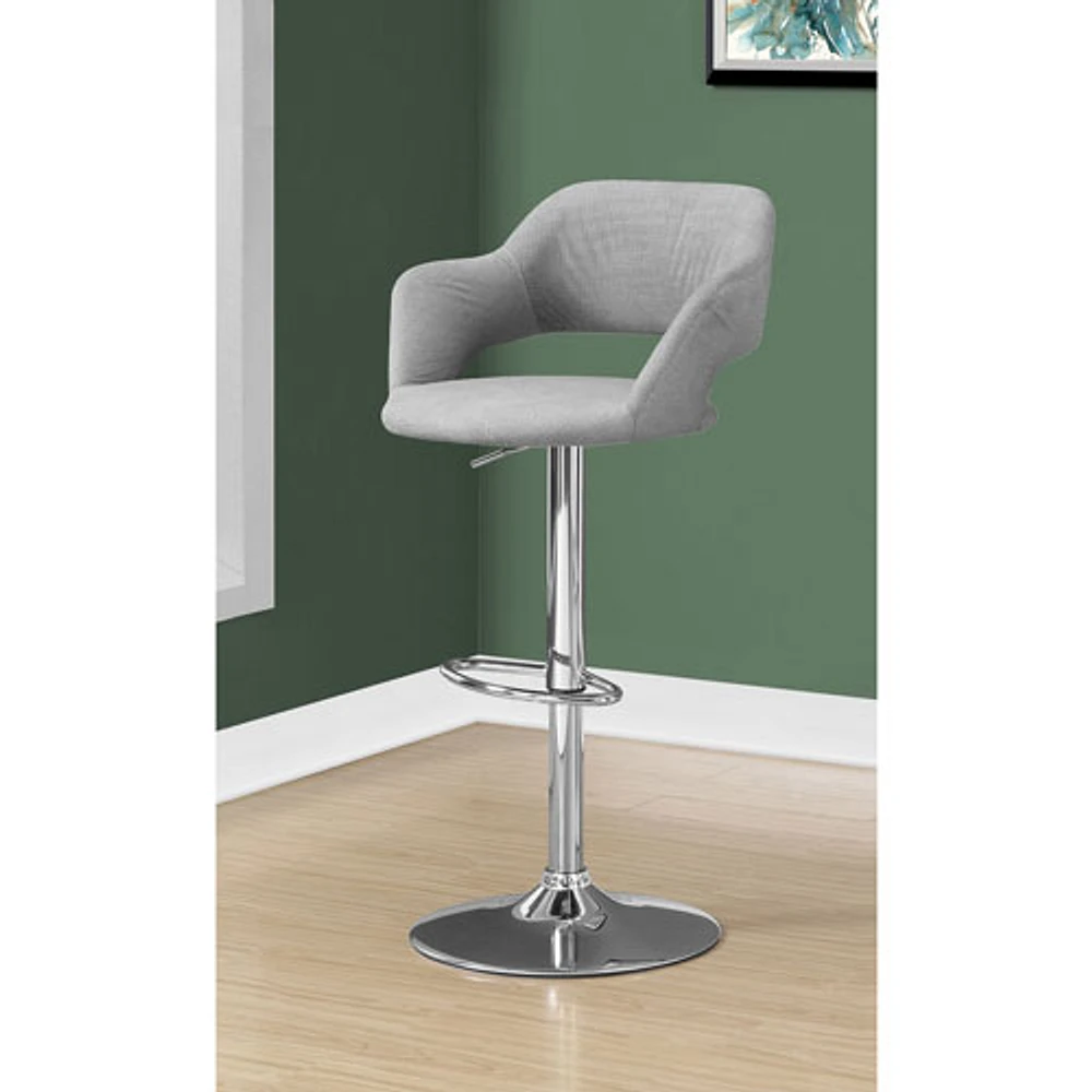 Fabric Contemporary Adjustable Height Barstool - Grey/Chrome