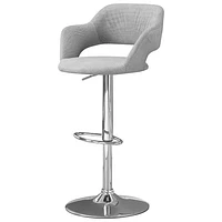 Fabric Contemporary Adjustable Height Barstool - Grey/Chrome