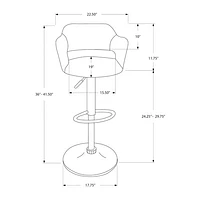 Fabric Contemporary Adjustable Height Barstool - Grey/Chrome