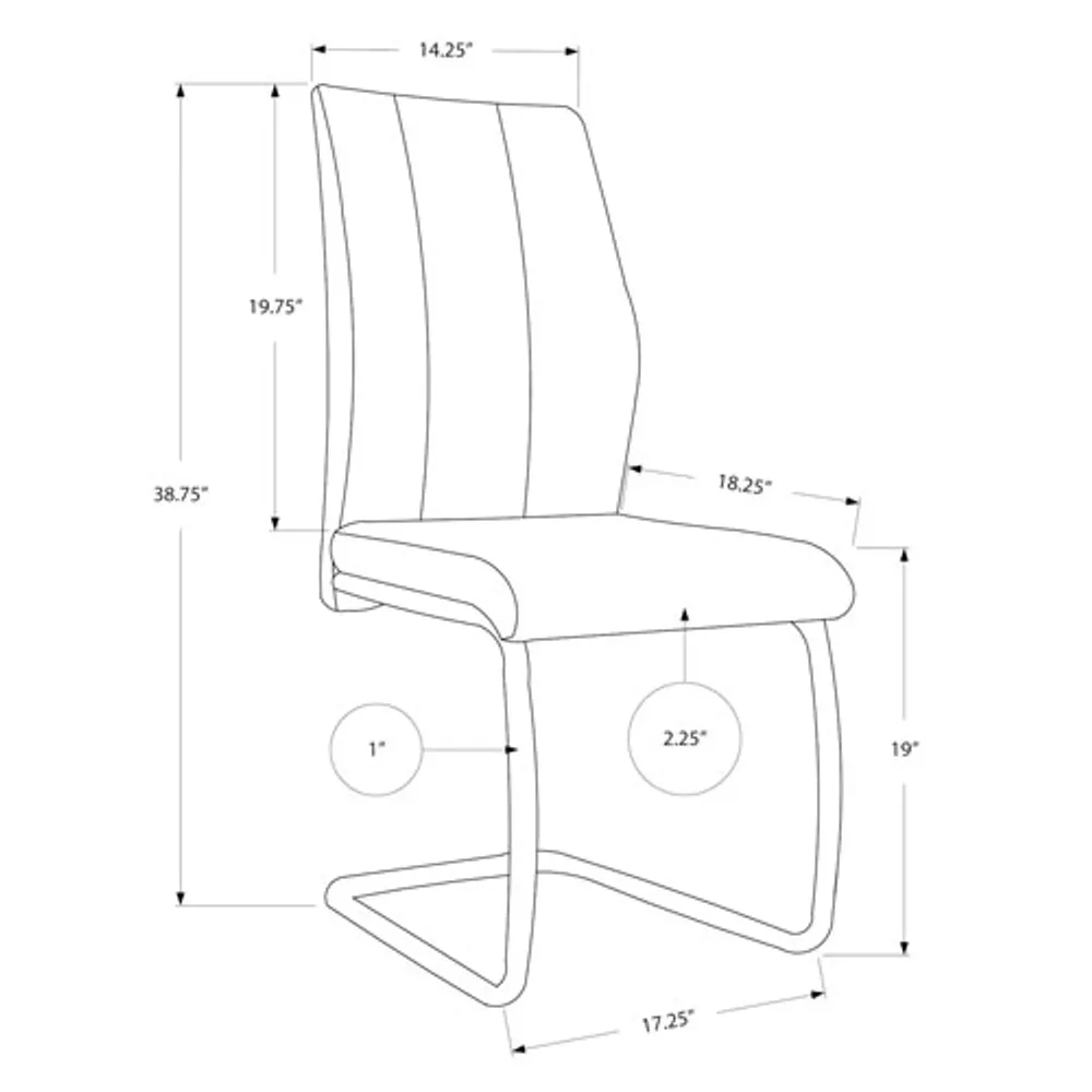 Chaise de salle à manger contemporaine en similicuir avec pattes en U - Ensemble de 2 - Blanc/Argent