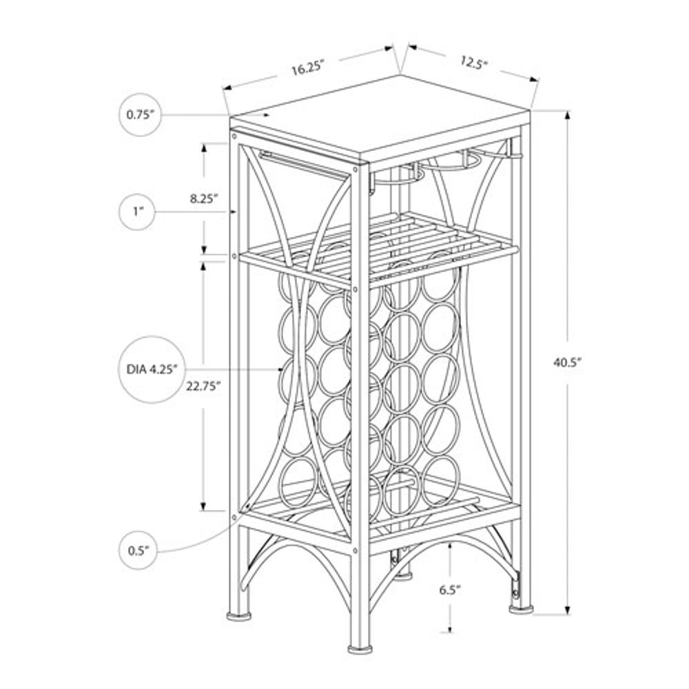 Monarch 15-Bottle Wine Rack with Glass Stemware Rack