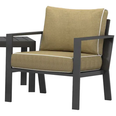 Portofino Powder Coated Aluminum Patio Arm Chair - Grey/Beige