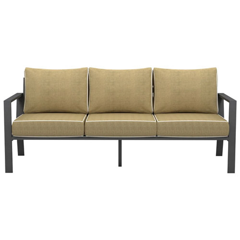 Portofino Powder Coated Aluminum Patio Sofa - Grey/Beige Cushion