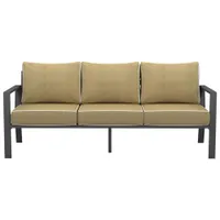 Portofino Powder Coated Aluminum Patio Sofa - Grey/Beige Cushion