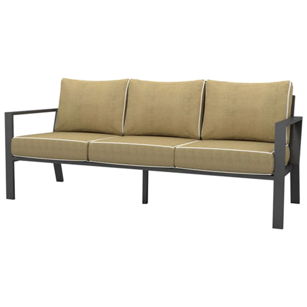 Portofino Powder Coated Aluminum Patio Sofa - Grey/Beige Cushion