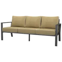 Sofa de patio en aluminium au fini pulvérisé Portofino - Gris/Coussin beige