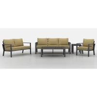 Portofino Powder Coated Aluminum Patio Sofa - Grey/Beige Cushion