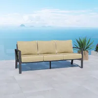 Sofa de patio en aluminium au fini pulvérisé Portofino - Gris/Coussin beige