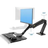 North Bayou FC40 24" - 35" Ergonomic Sit/Stand Desktop Workstation with Keyboard Tray - Black