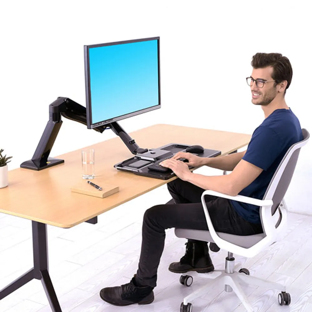 North Bayou FC40 24" - 35" Ergonomic Sit/Stand Desktop Workstation with Keyboard Tray - Black