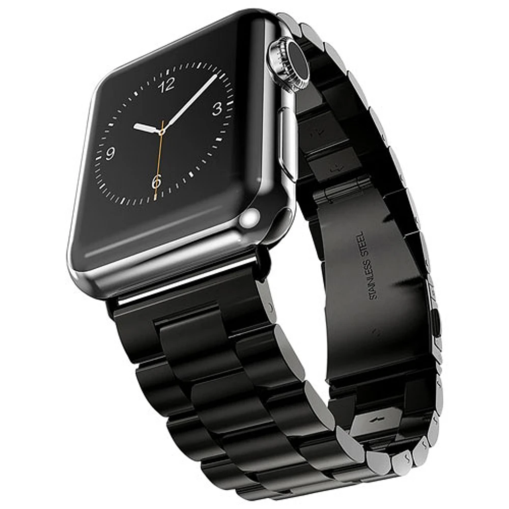 Bracelet en acier inoxydable de StrapsCo pour Apple Watch de 38 mm/40 mm - Noir