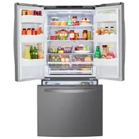 LG 33" 25.1 Cu. Ft. French Door Refrigerator (LRFNS2503V) - Platinum Silver Steel