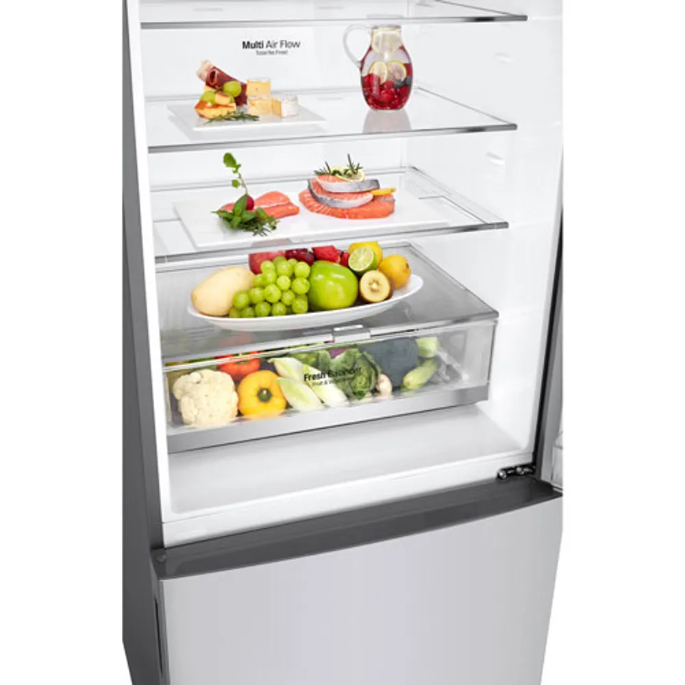 LG 28" 14.7 Cu. Ft. Counter-Depth Bottom Freezer Refrigerator (LBNC15251V) - Platinum Silver