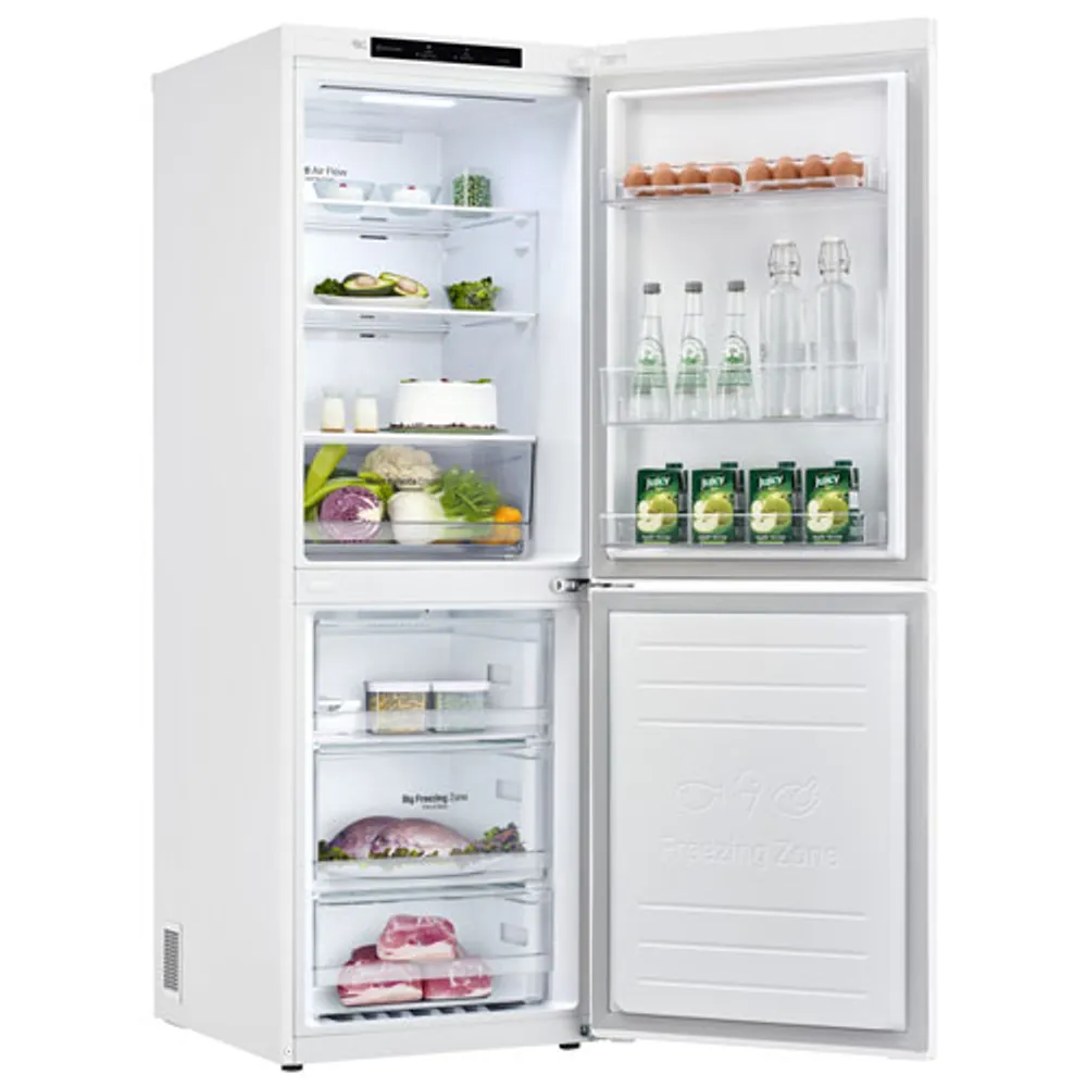 LG 24" 10 Cu. Ft. Bottom Freezer Refrigerator with LED Lighting (LRDNC1004W) - White